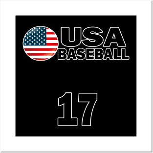 USA Baseball Number 17 T-shirt Design Posters and Art